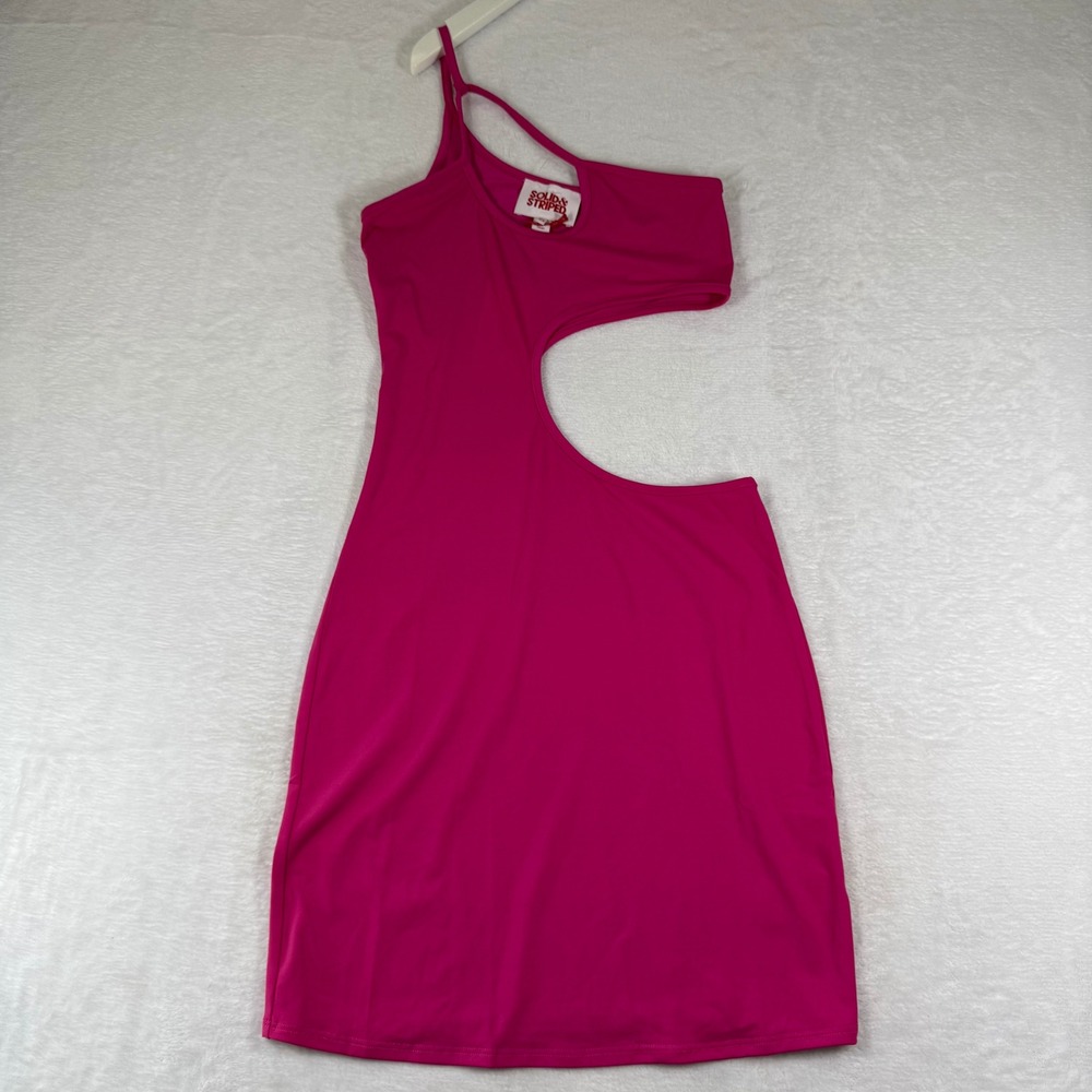 Solid & Striped The Brooklyn Dress Hibiscus Pink One Shoulder Cutout Mini XS NEW